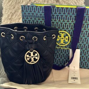 Tory Burch Fleming Soft Leather Mini Bucket Bag